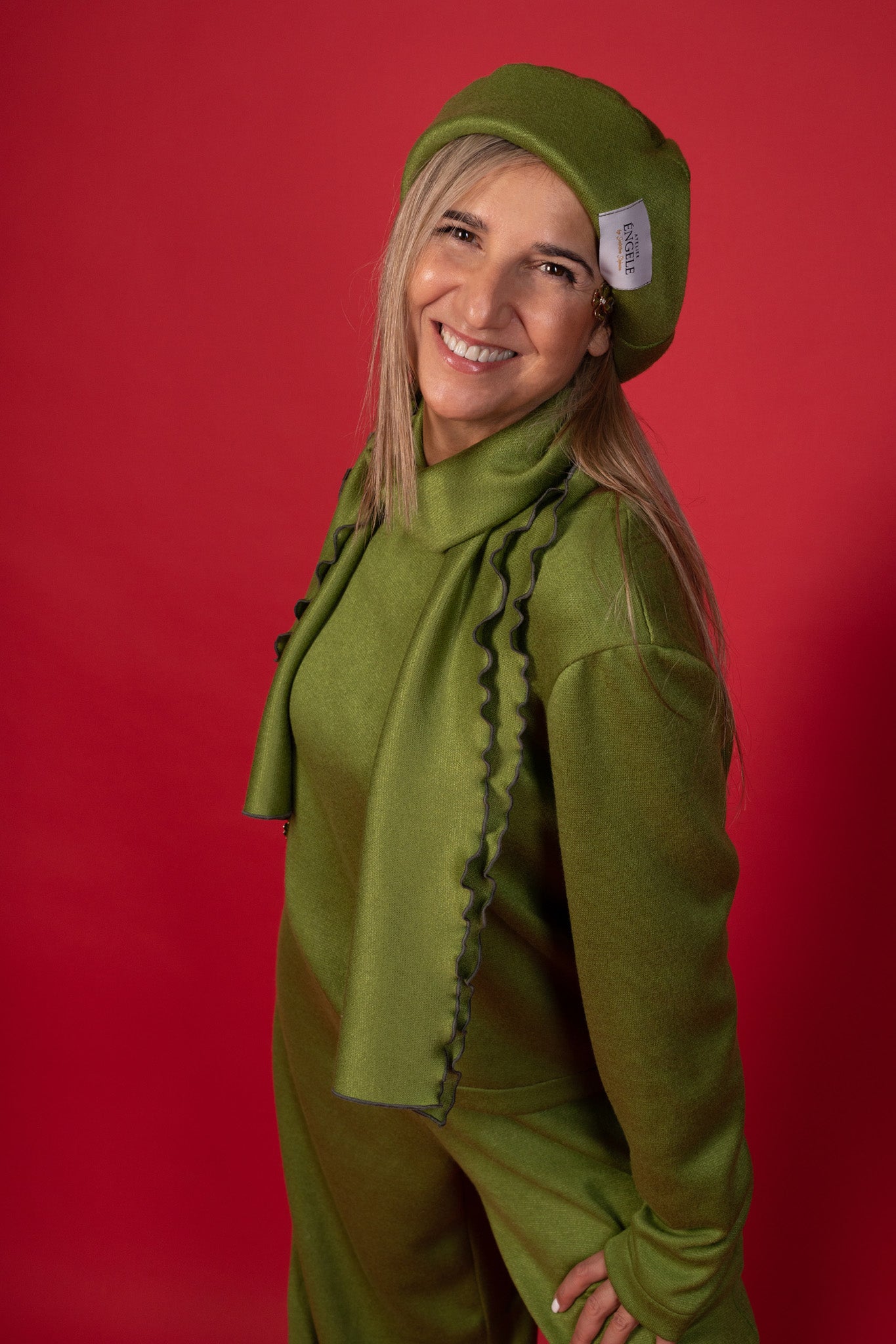 Green Smile Soft Knit Scarf in Green