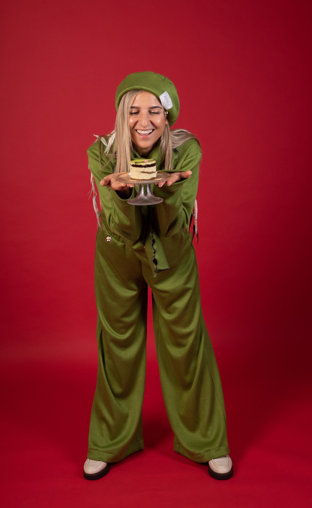 Green Smile Soft Knit Scarf in Green