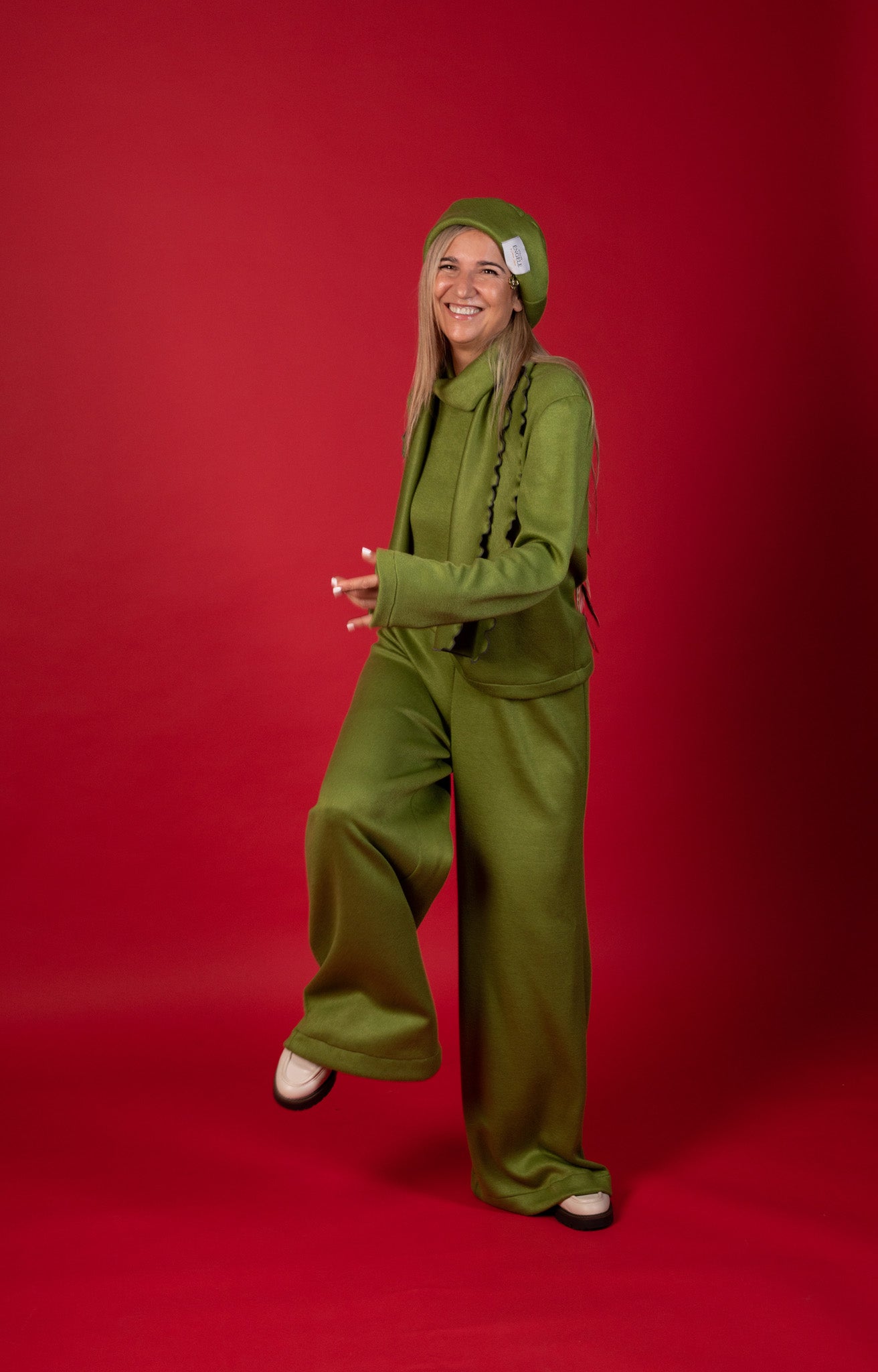 Green Smile Soft Knit Scarf in Green