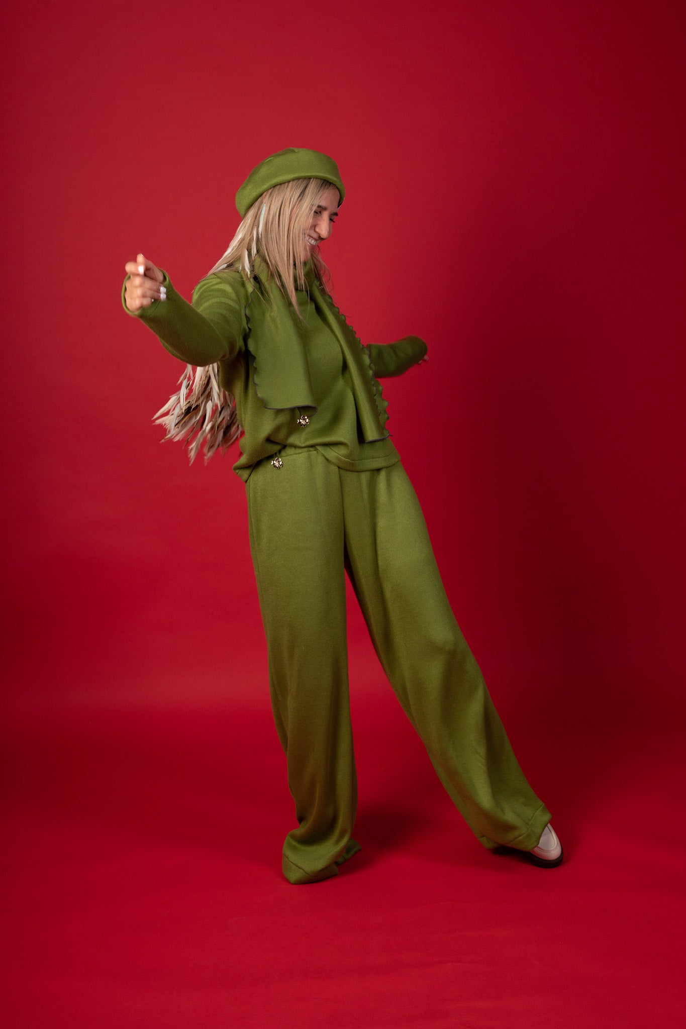 Green Smile Soft Knit Scarf in Green